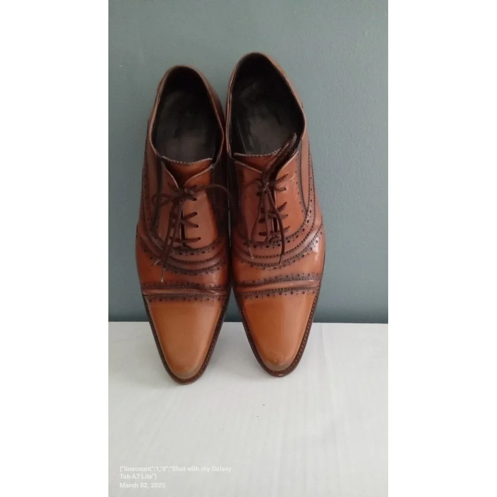 Leather Wingtip Oxford Dress Shoes Brown Lace‎ Up Formal Shoes